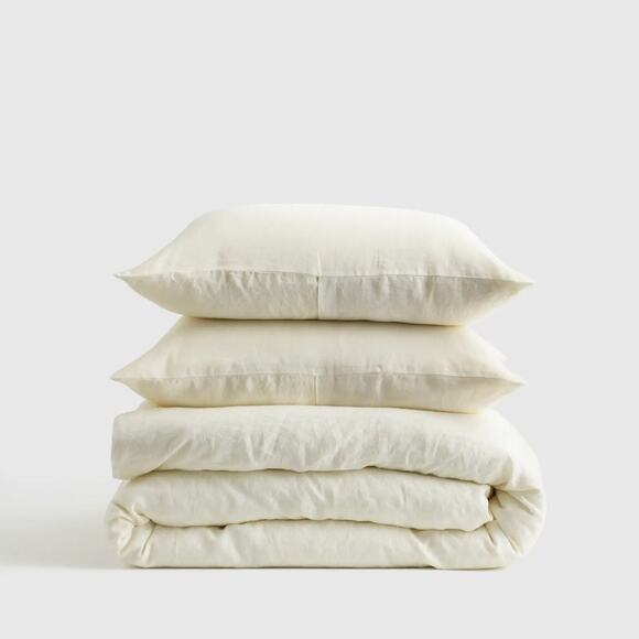 Quince European Linen Duvet Cover Set Ivory Size Queen/Full - Picture 5 of 8